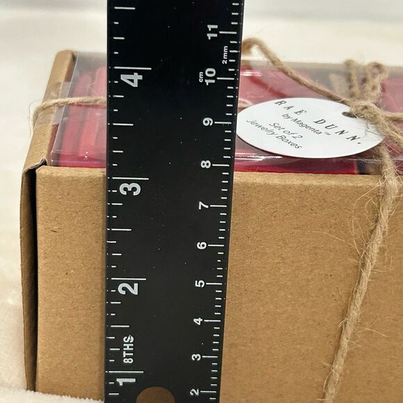 Rae Dunn Jewelry Boxes Red Set of 2 Embossed Artisan Collection by Magenta - Picture 5 of 6